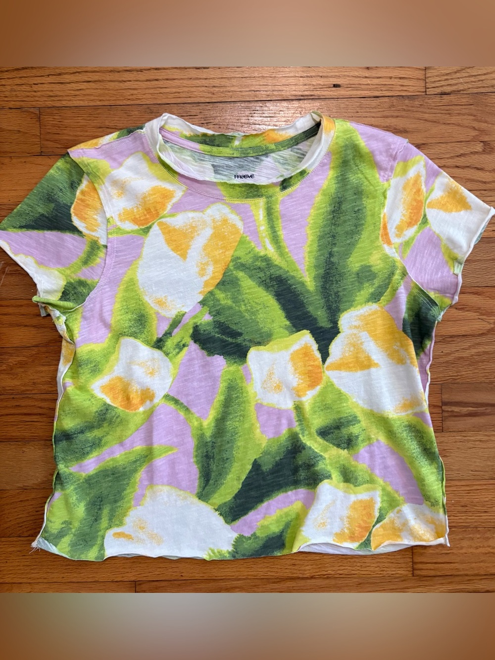 Anthropologie Maeve Caitlin Cotton Boxy Tee Tulip Floral Print XS NWOT